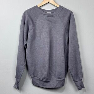 Vintage 80s Pannill Sweatshirt Size L Gray Crew Neck Raglan Long Sleeve Pullover